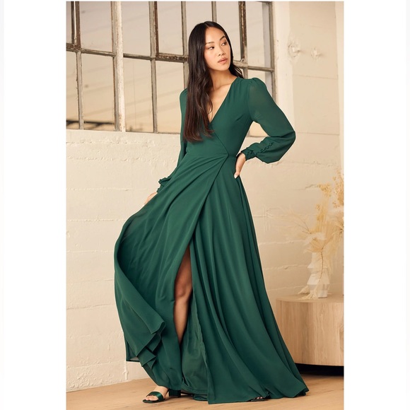 Lulu's Dresses & Skirts - Never Been Worn Lulus My Whole Heart Emerald Elegant Wrap Dress